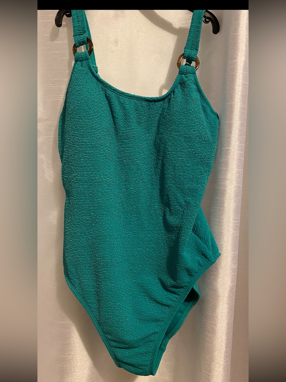 SHADE & SHORE TEAL GREEN HIHH LEG ONE PIECE ADJUSTABLE STRAPS SWIMSUIT